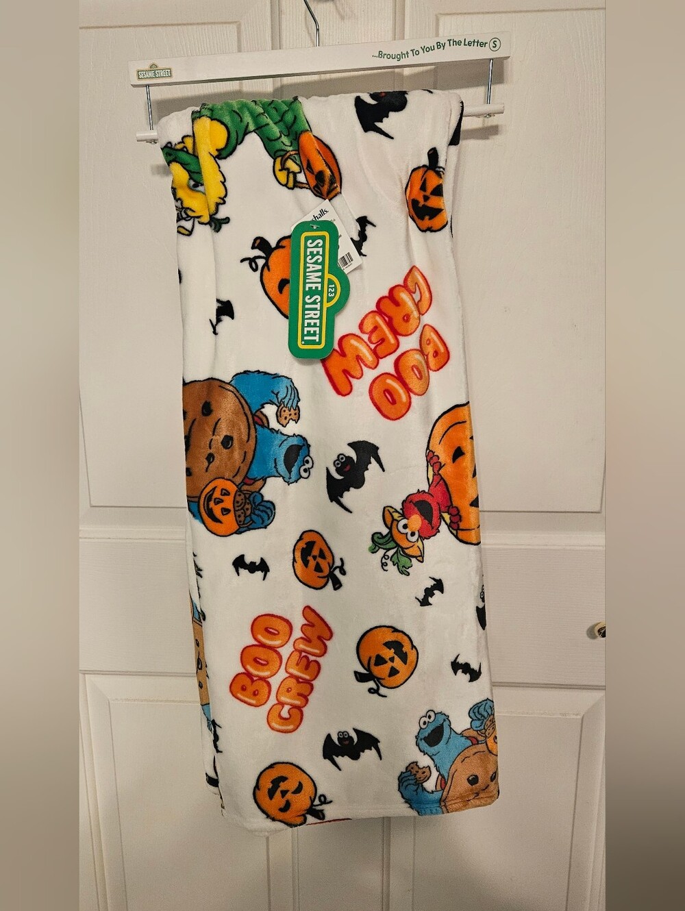 Sesame Street Halloween Fleece Blanket- White, Orange, Blue, Red, Black